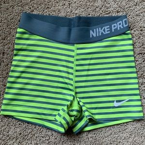 Nike Pro Workout Shorts, Gray and Lime Green